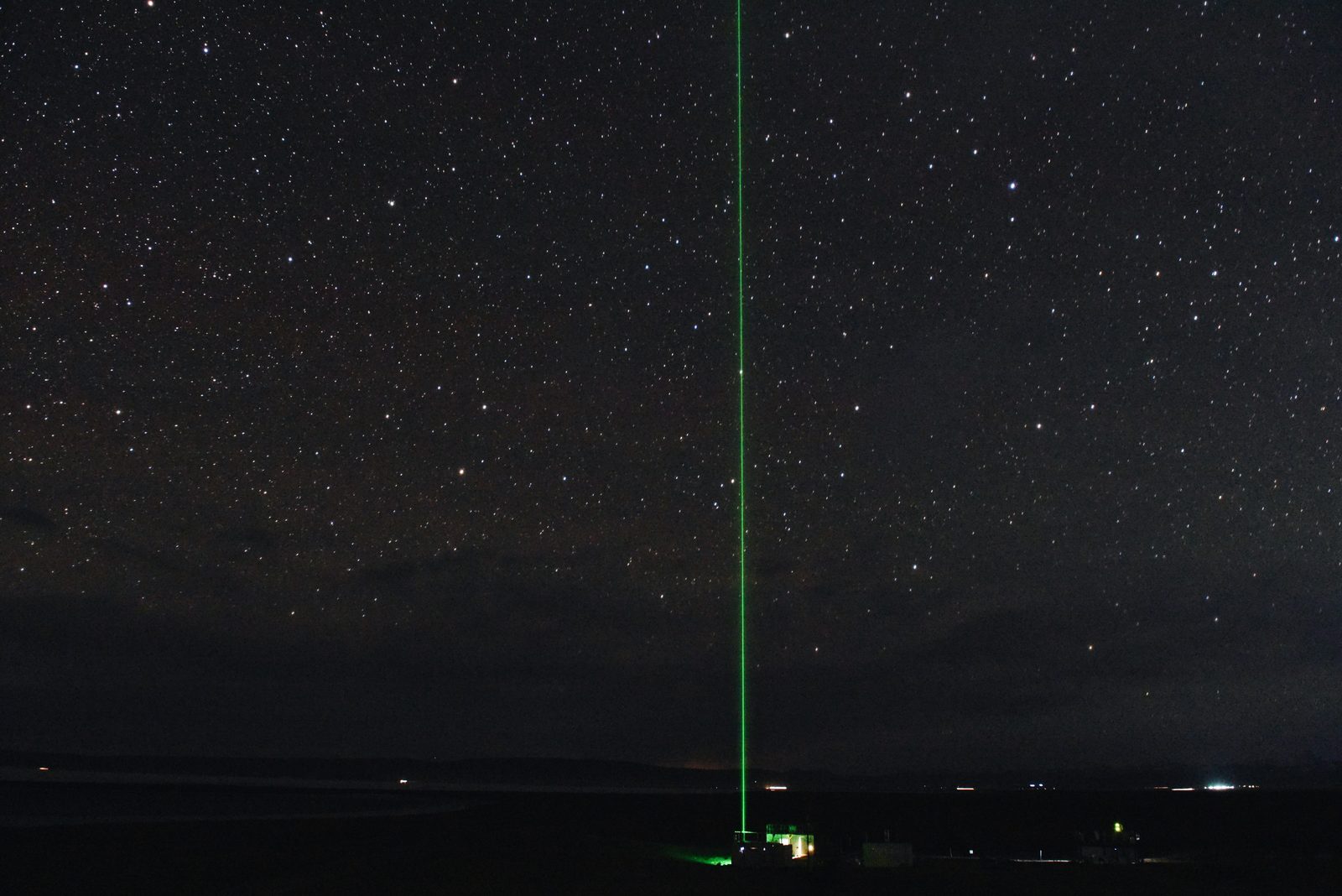 CLADS lidar beam reaching a starry night sky at Namco, Tibet / 西藏纳木错星空下的 CLADS 激光束